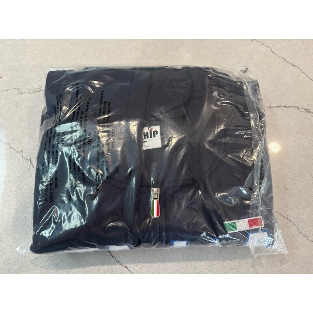 VTG Y2K CHIP Italia Full Zip Hoodie Navy Blue Fleece Italy Soccer Jacket Mens XL - Picture 12 of 12